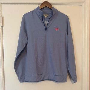 Peter Millar BLUE Southern Methodist University Perth Sugar Stripe Quarter Zip